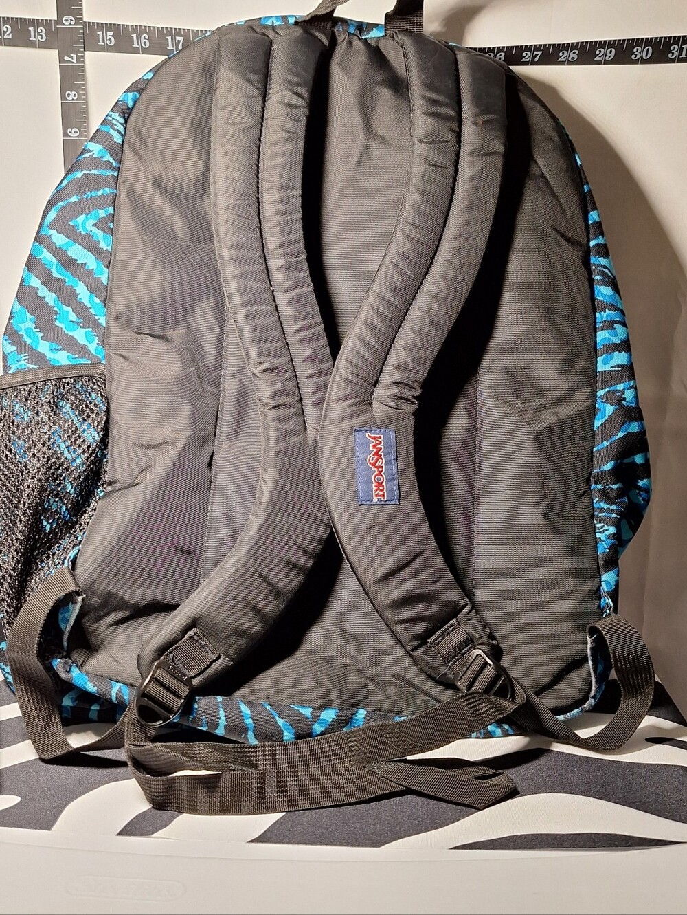 Jansport Backpack, Zebra Stripes, Black & Blue - Picture 7 of 16